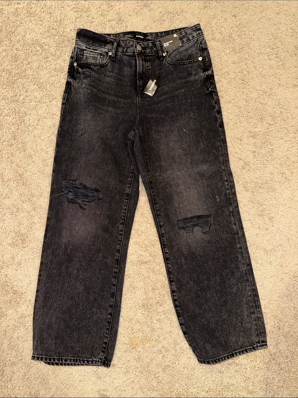 Express 90’s Ankle Boot Mid Rise Black Distressed Jeans